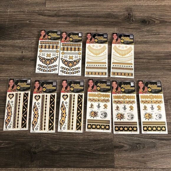 Lot of 10‎ Packs of Brand New Metallic Tattoos - Picture 1 of 5